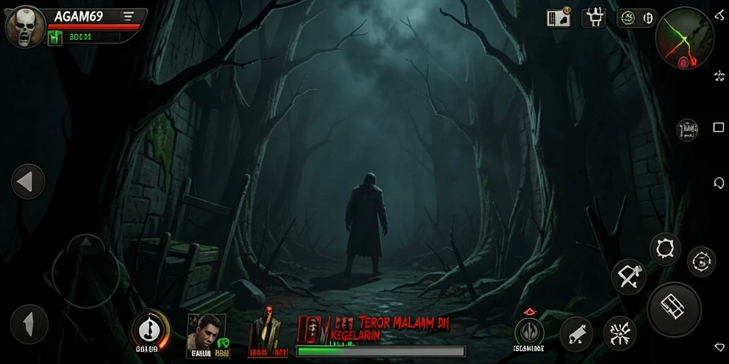Tampilan gameplay AGAM69 yang menegangkan dan menyeramkan.