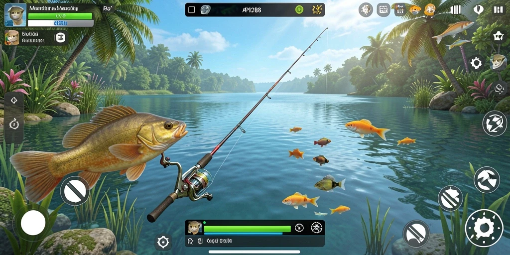 Menampilkan gameplay seru dalam dunia memancing yang menantang.
