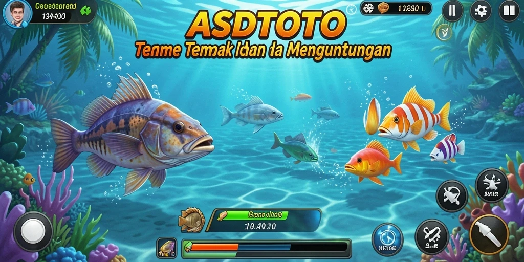 Screenshot permainan ASDTOTO menampilkan aksi menembak ikan yang seru.