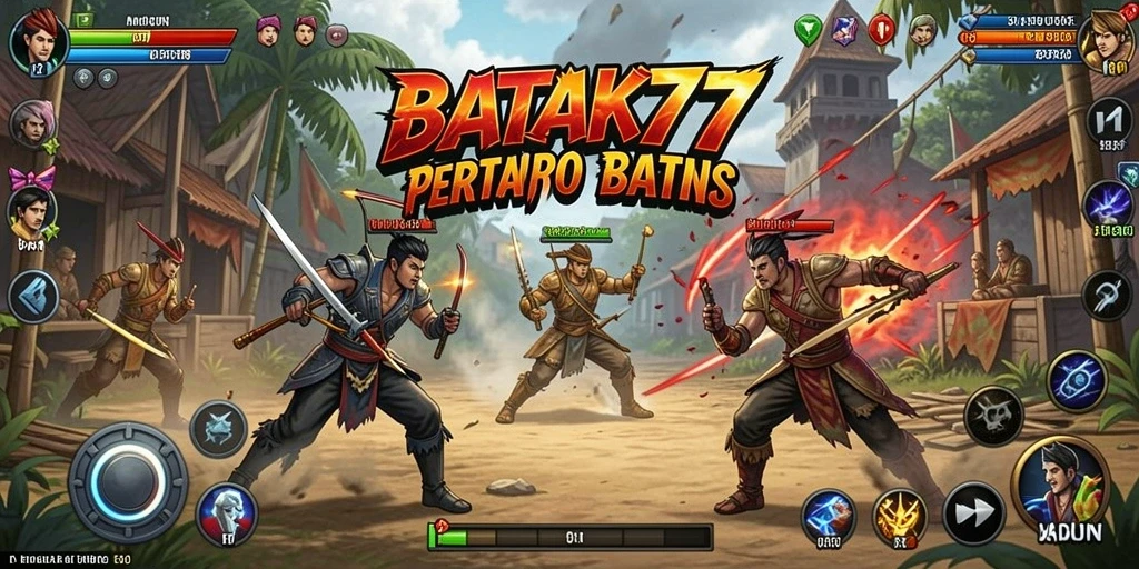 Tampilan gameplay seru dan intens dari BATIK77 dalam pertarungan Fighting.