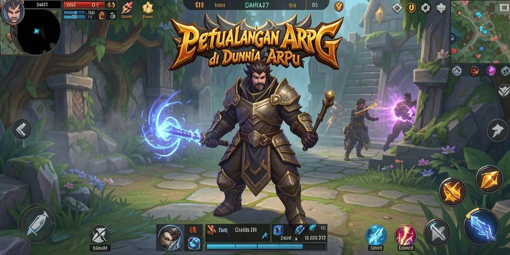 Tangkapan layar utama DAHLIA77 menampilkan pertempuran epik di dunia fantasi.