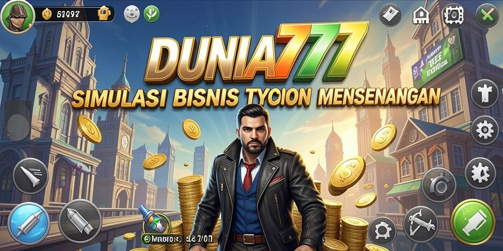 Tampilan gameplay DUNIA777 dalam pengelolaan bisnis Tycoon.