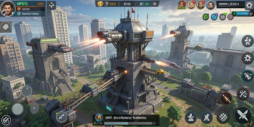 Tampilan seru dari gameplay MPO76 dengan aksi Tower Defense yang mendebarkan.
