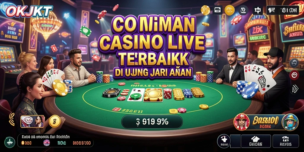 Screenshot OKJKT menunjukkan dealer live dalam aksi, menciptakan suasana kasino yang nyata.