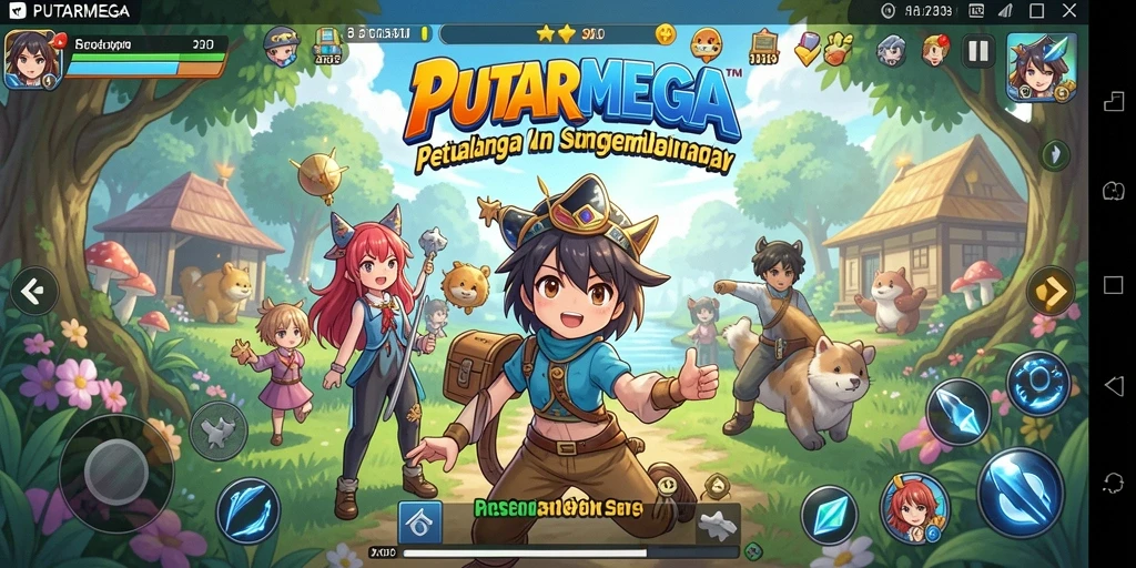 Screenshot gameplay PUTARMEGA menampilkan karakter Anime yang beraksi.