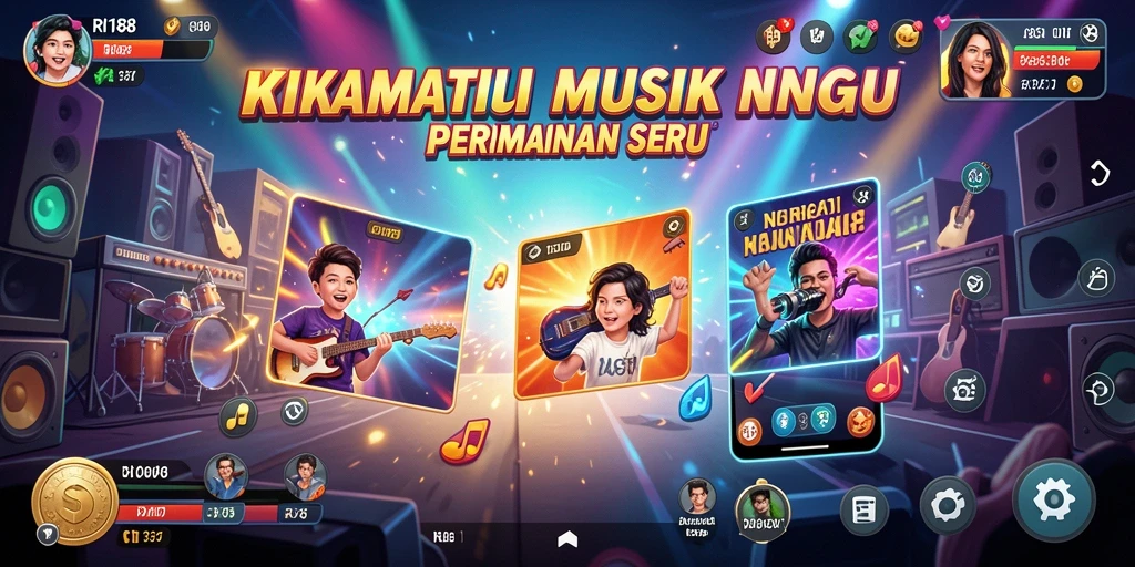 Tampilan screenshot utama RI188 menampilkan gameplay musik yang interaktif.